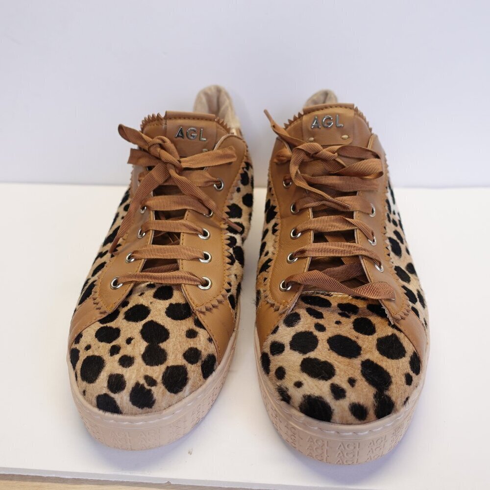 AGL Attilio Giusti Women's Sneaker Genuine Calf Hair Animal Print Size 43 - Picture 2 of 9